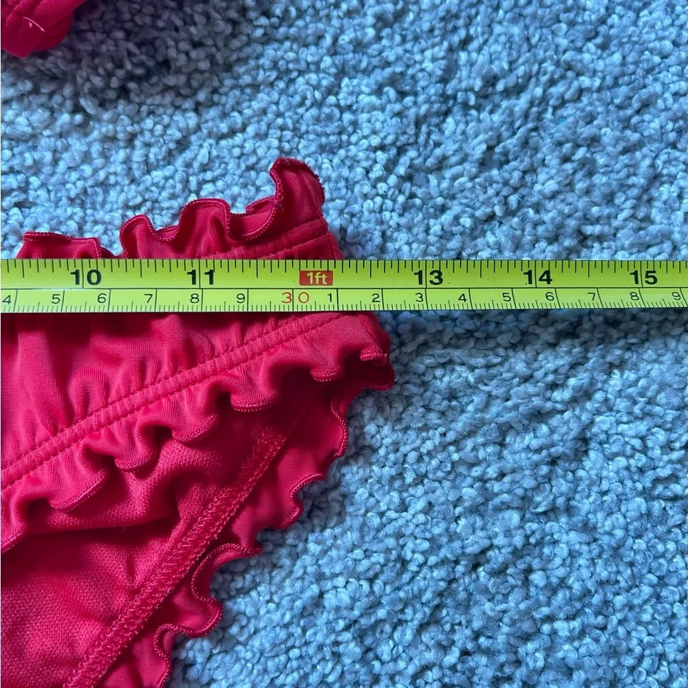 Red Bikini Set Ruffle Detailing Adjustable Straps Strawberry Charm Size XS-S - Picture 5 of 8